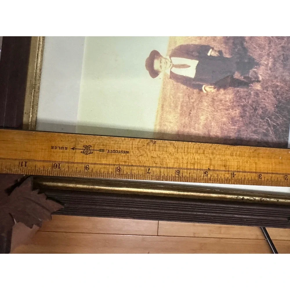 Vintage Adirondack Picture Frame Wood Leaf Tramp Art Black Forest Folk Art